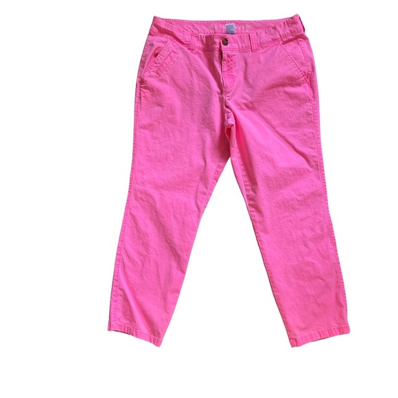 Old Navy Slim Boyfriend Chino Neon Pink  size 12 regular - Picture 2 of 4